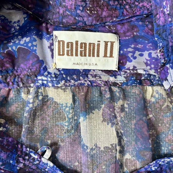 Vintage Dalani II Sheer Floral Maxi Dress 70s Boho Ethereal Size 12 USA Made - Picture 12 of 12